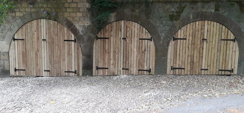 softwood arch gates with old fashioned hinges