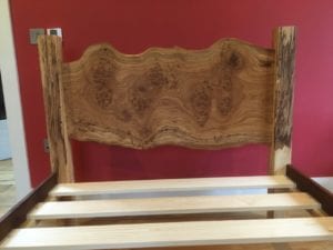 brown oak bed frame